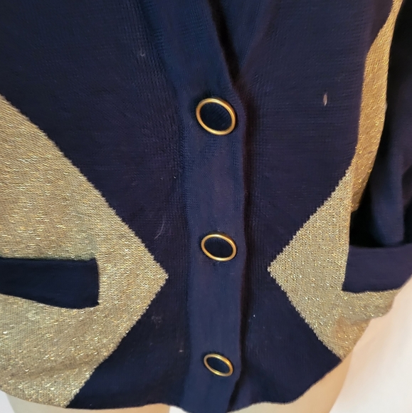 Vintage Outlander Collection Navy Blue Gold Knit C - Picture 3 of 15